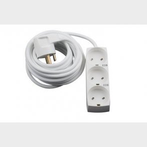 EDB-uttag T11 3 runda kontakter med jord 5 meter vit