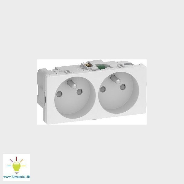 LK FUGA dobbelt stikkontakt 2-polet med pindjord 2 modul hvid