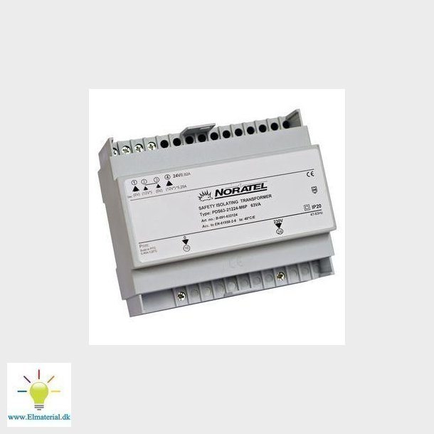 DIN-skinne sikkerhedstransformer 230/12VAC 40VA