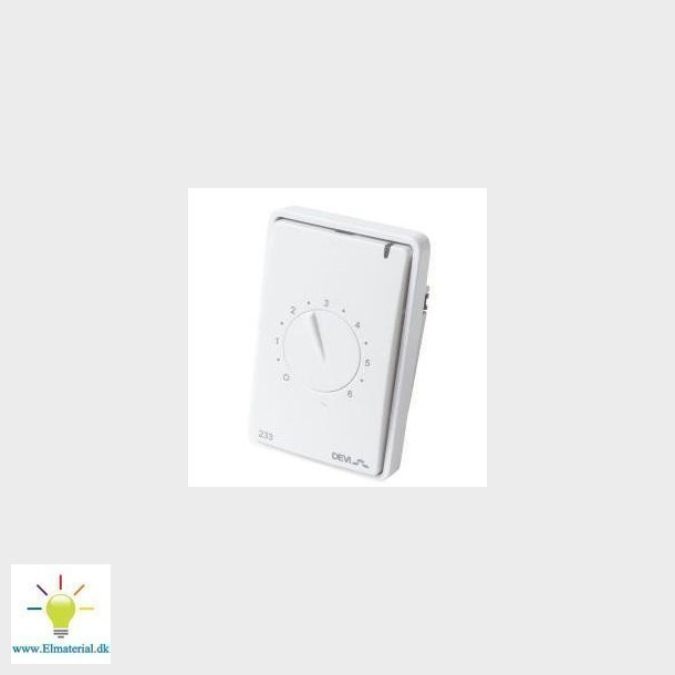 Termostat Devireg 233 inkl. rumfler, hvid og lysegr front og knap.
