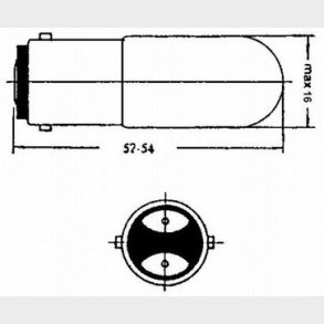 Glödlampa 260V 5- 7W BA15D 16X54 mm