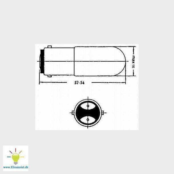 Gldelampe 260V 5- 7W BA15D 16X54 mm