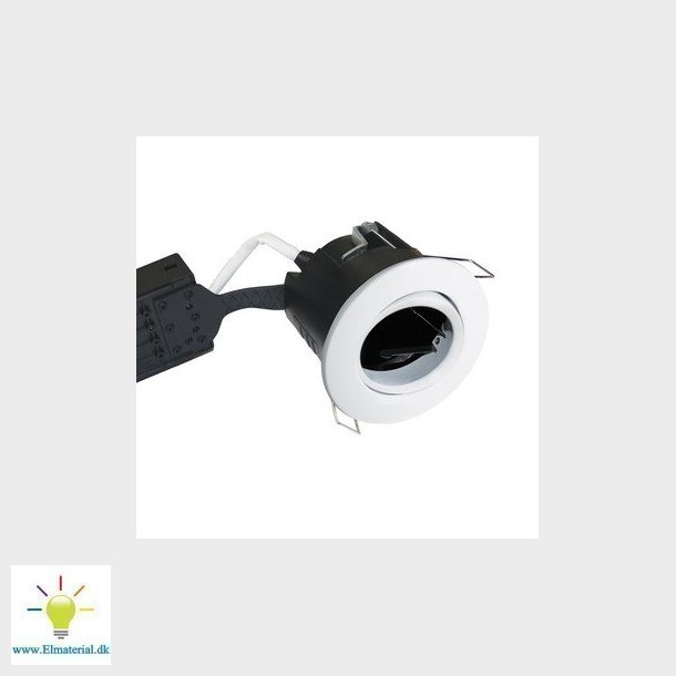 Uni Install 220-240V IP44 kipvinkel 30&deg; GU10 downlight uden lyskilde 75mm, mat hvid, rund