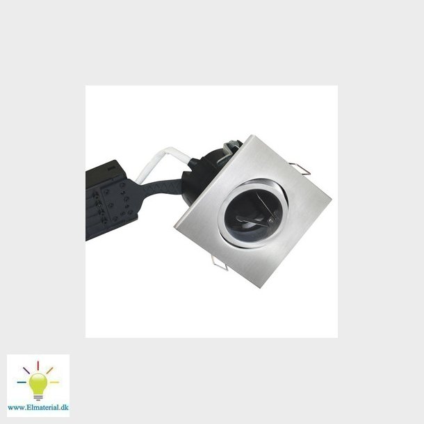 Uni Install 220-240V IP44 kipvinkel 30&deg; GU10 downlight uden lyskilde 75mm, brstet aluminium, firka