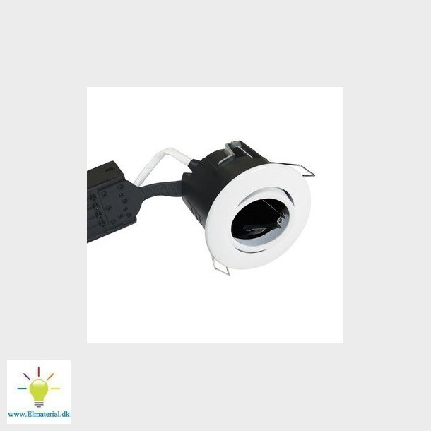 Uni Install 220-240V IP44 kipvinkel 30&deg; GU10 downlight uden lyskilde 75mm, hvid, rund
