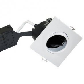 Uni Install 220-240V IP44 lutningsvinkel 30° GU10 downlight utan ljuskälla 75mm, vit, fyrkantig