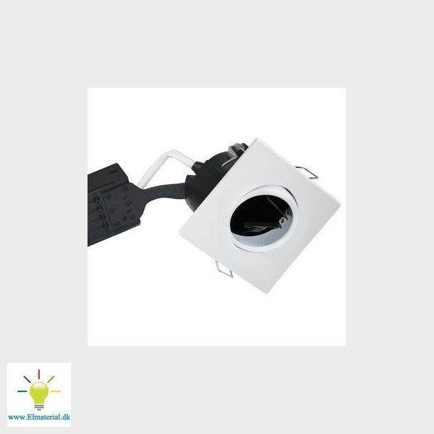 Uni Install 220-240V IP44 kipvinkel 30&deg; GU10 downlight uden lyskilde 75mm, hvid, firkantet