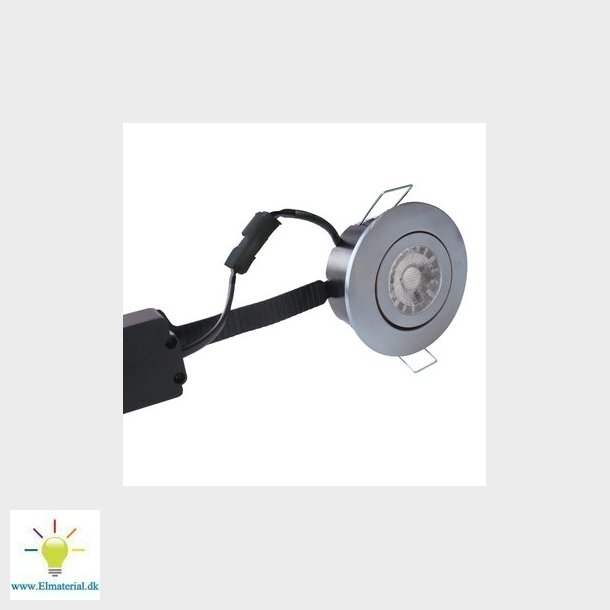 Low Profile Flexible 230V downlight, 6W LED 2700K, brstet aluminium, rund