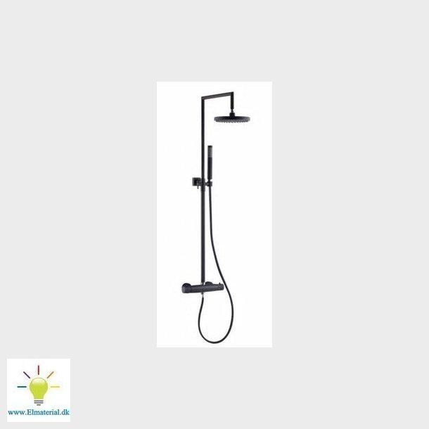 Casse termostatbatteri, m/hoved/hndbr, Sort