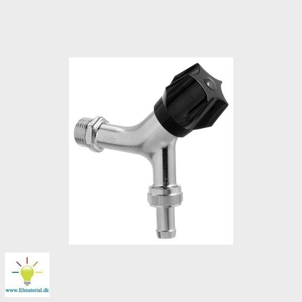 Frese 12" aftapventil med nippel, kontra og slangeforskruning, blankforkromet