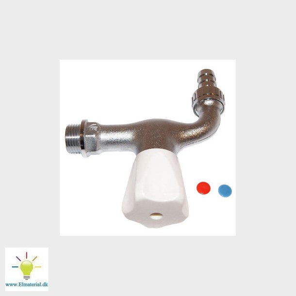 Aftapventil 1/2" med slf kronegreb matforkromet