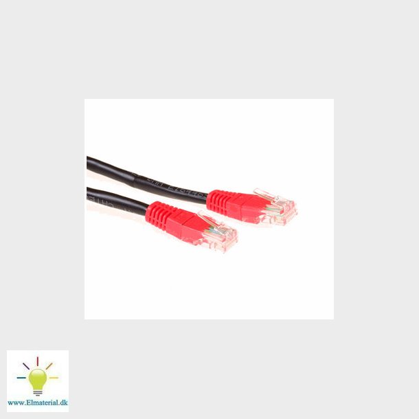 Kryds patchkabel Kat.5e UTP 2m Sort/Rd