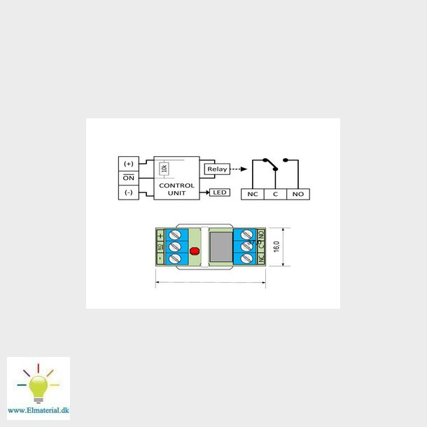 Relkort, mini, 1 skiftekontakt med klemme, IRRM2