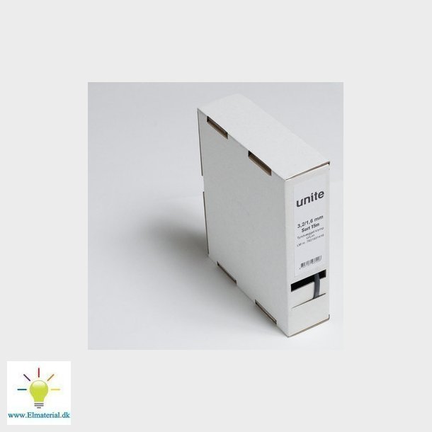 Unite tyndvgget krymp uden lim minibox 3,2 mm 2:1 sort 15 m