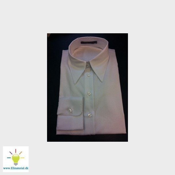 Dame langrmet skjorte, klassisk fit, hvid, str. 40.