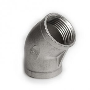 Vinkel 45&deg; syrefast 1/4 muffe/muffe AISI316/CF8M