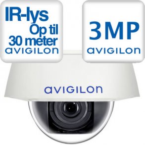 Vandalsikkert pendant dome kamera 3 MP med 3-9 mm motoriseret zoom/fokus, video analyse, WDR og IR-l