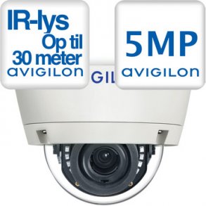 Vandalsikkert dome kamera 5 MP med 4,3-8 mm motoriseret zoom/fokus, video analyse og IR-lys, 5.0L-H4