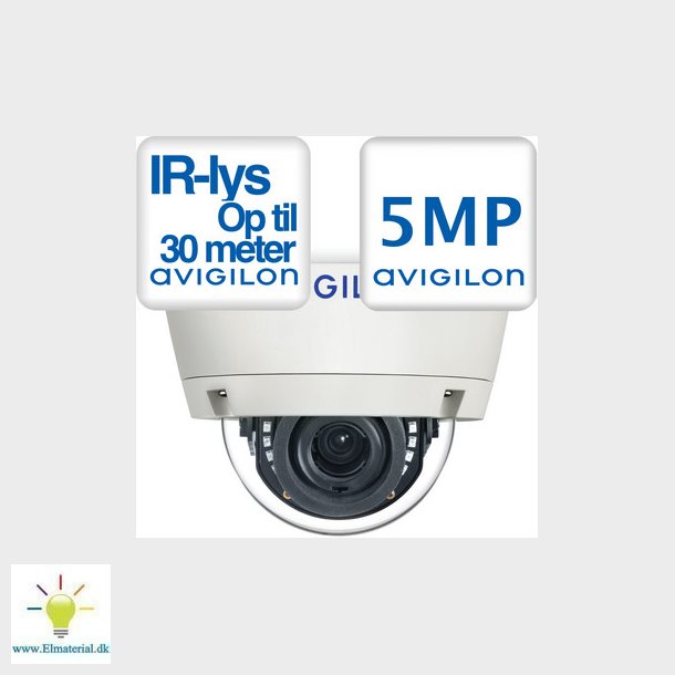 Vandalsikkert dome kamera 5 MP med 4,3-8 mm motoriseret zoom/fokus, video analyse og IR-lys, 5.0L-H4