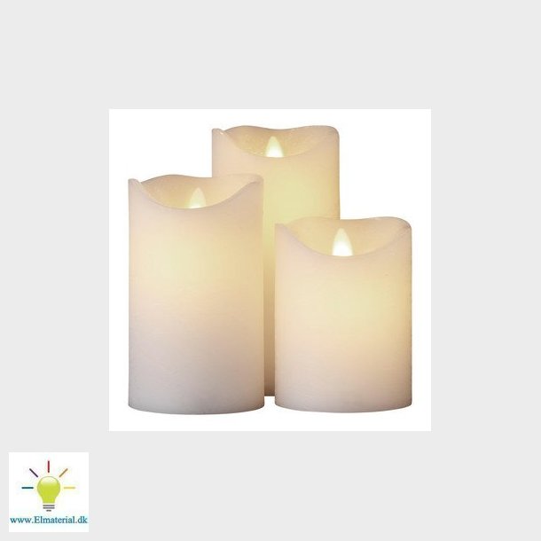 Sara Exclusive bordlys, 3 stk st , 7,5xH10/12,5/15cm, Hvid