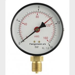 Manometer 3/8X�100 0-6 bar/0-60 MVS, nedadrettet studs