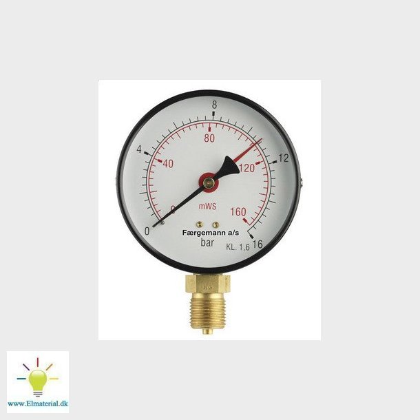 Manometer 3/8X100 0-6 bar/0-60 MVS, nedadrettet studs