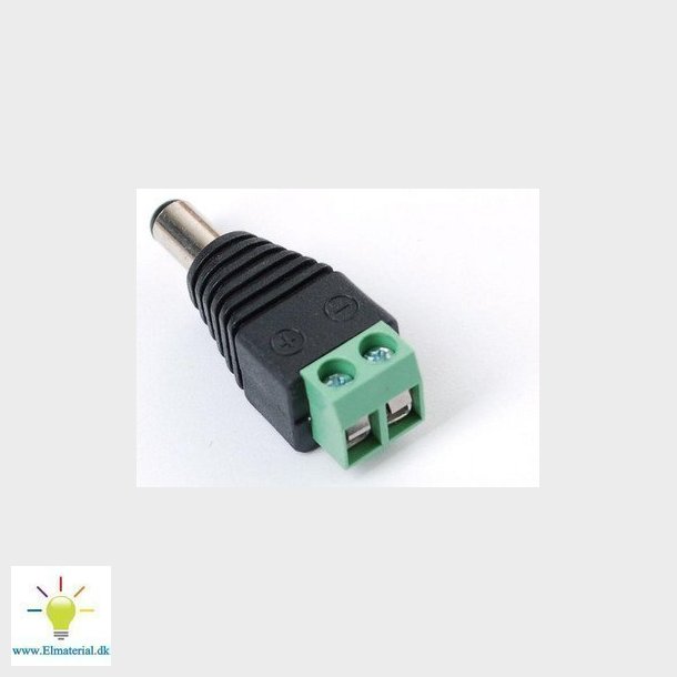 12V DC konnektor med skrueterminaler Han 5,5mm