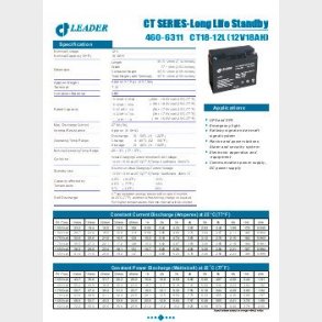 Bly Batteri 12V-18Ah LL 10-12rs