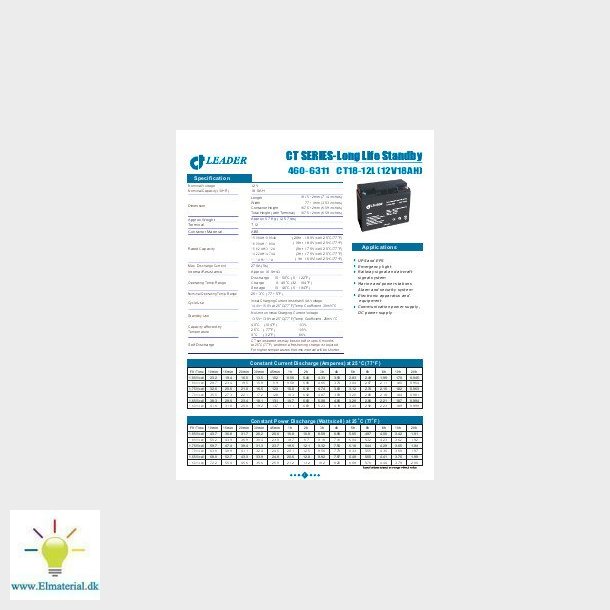Bly Batteri 12V-18Ah LL 10-12rs