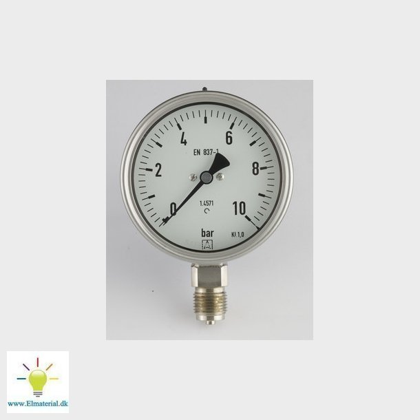Kemi manometer 12" x 100 0-6 bar nedadrettet studs med glycerin