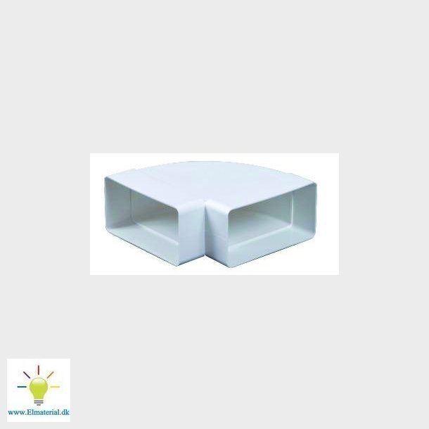 UNITE Horisontal bjning 90&deg; til flad kanal 55x110 mm Hvid PVC