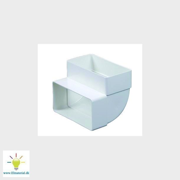 UNITE Horisontal bjning 90&deg; til flad kanal 75x150 mm Hvid PVC