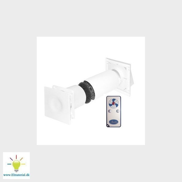 Unite ventilator med varmegevinding 125, komplet st med fjernbetjening