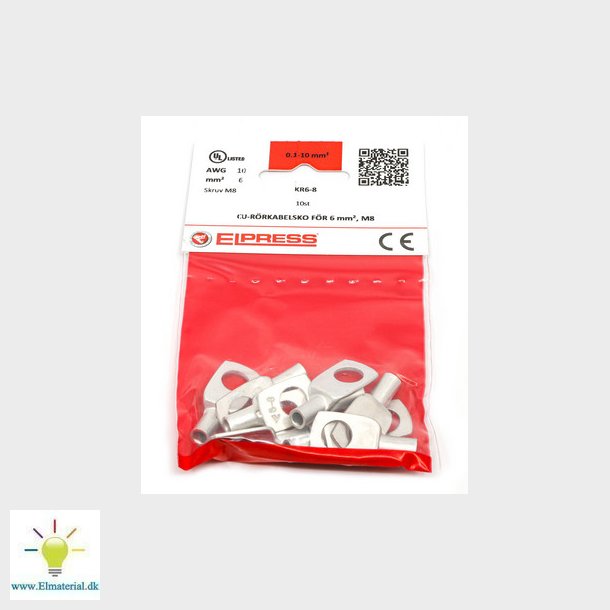 Rrkabelsko KR6-8, (klasse 1, 2, 5 og 6) 6mm2, 8 I poser af 10 stk.