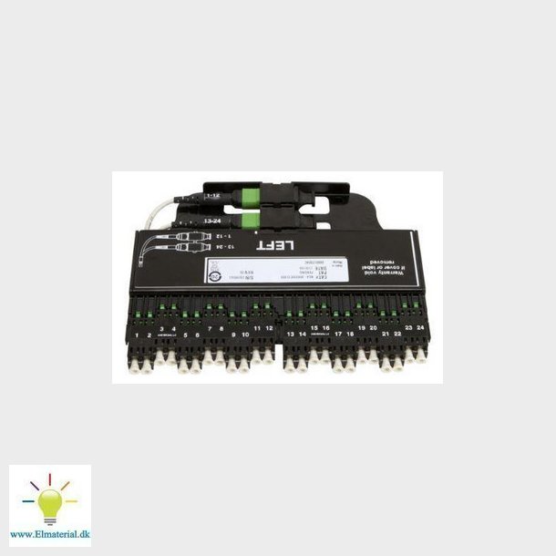 FACT-MPO modul Multimode OM4 med 24 LC p front og 2xMPO12 p bagsiden, installeres p venstre side 