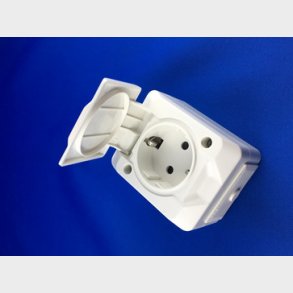 NORTIC Stikkontakt enkelt m/sidejord b�rnesikring IP44 Hvid 16A/250V