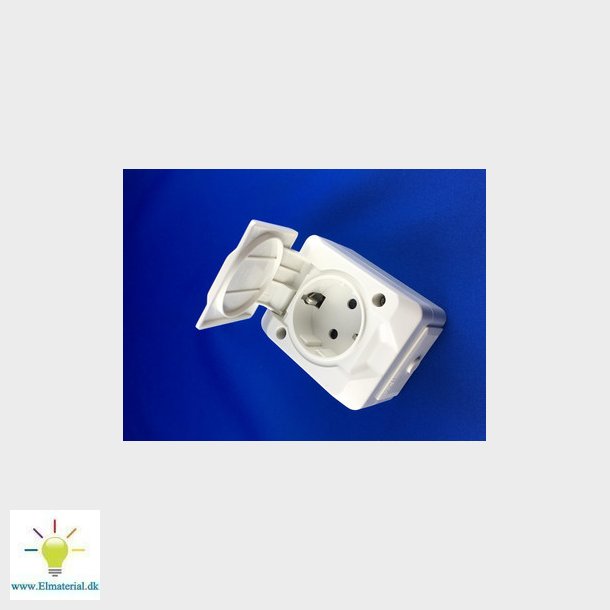 NORTIC Stikkontakt enkelt m/sidejord brnesikring IP44 Hvid 16A/250V