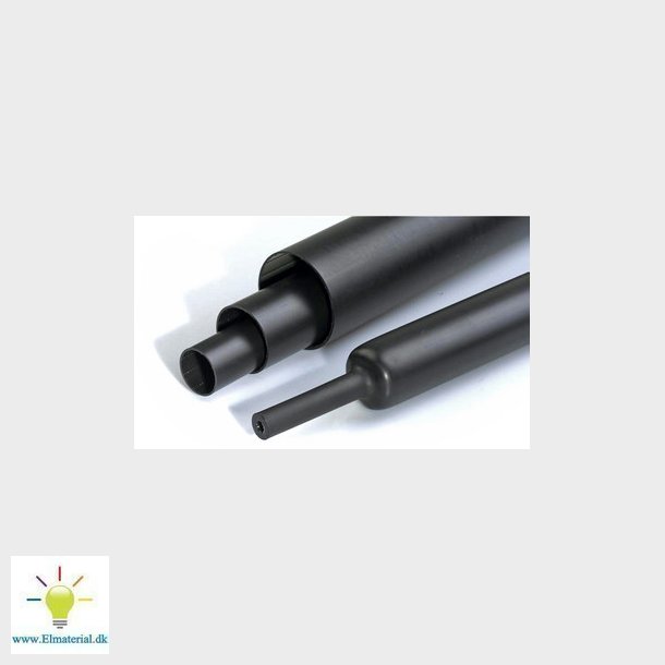 Mellemvgget  krympeflex med lim RGM 8/2 mm Sort 1,2 m