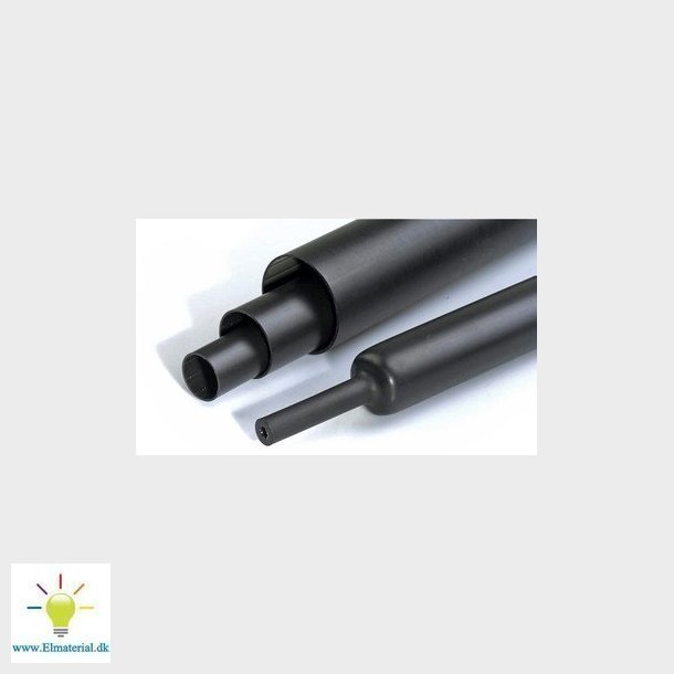 Mellemvgget  krympeflex med lim RGM 22/6 mm Sort 1,2 m