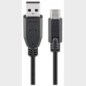 USB kabel type C - A 2.0 han/han 1m sort