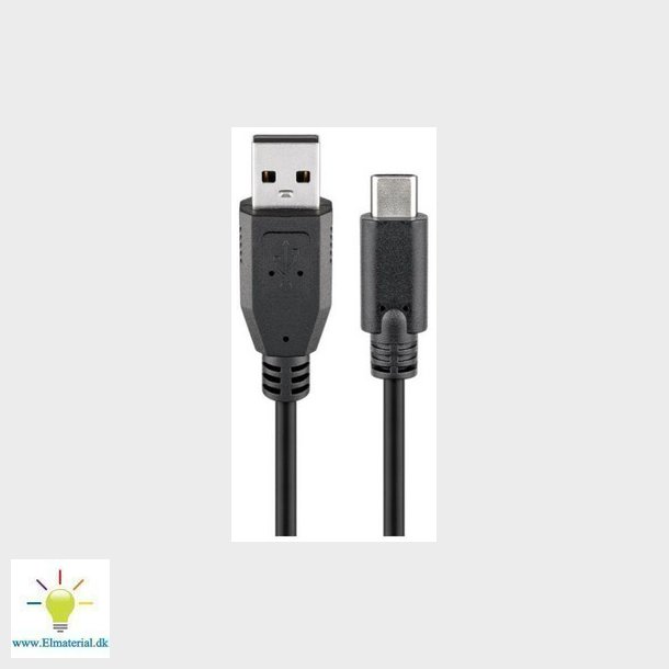 USB kabel type C - A 2.0 han/han 1m sort