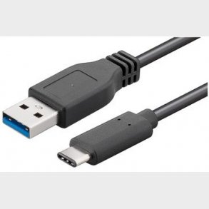USB kabel type C - A 3.0 han/han 2m sort