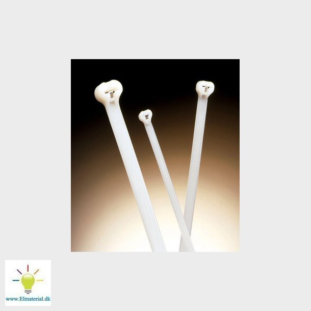 BT2M-C  Kabelbinder med stl 2,4X201 i pakker a 100 styk  hvid