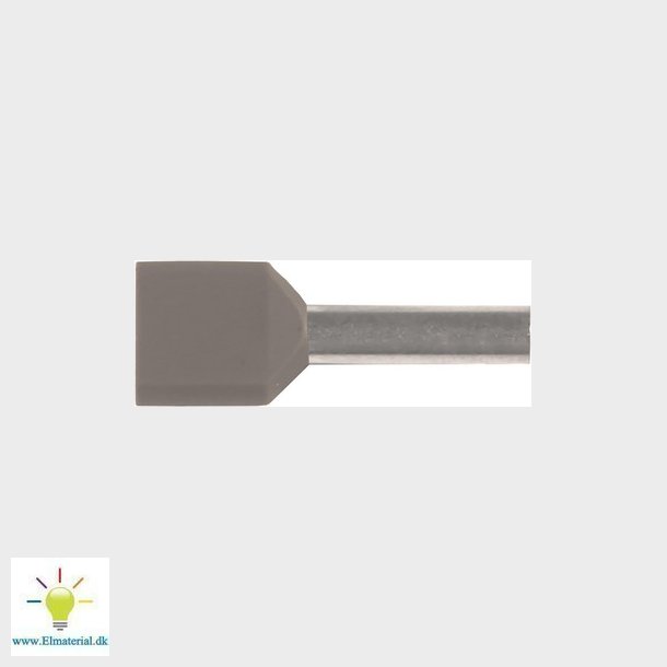 Isoleret TWIN-terminalrr A0,75-8ET2, 2x0,75mm2 L8, Gr