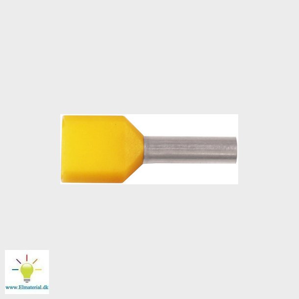 Isoleret ABIKO TWIN-terminalrr KA1-10ETW2, 2x1mm2 L10, Gul