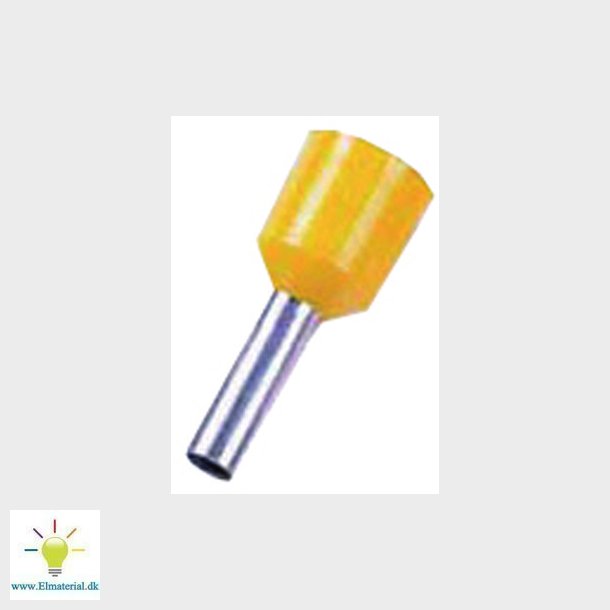 Isoleret terminalrr med bred krave gul 6mm2 L=12mm