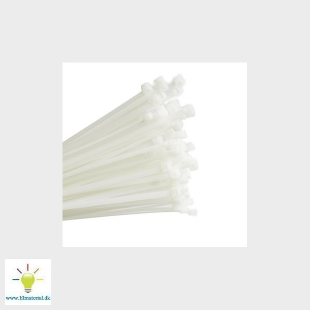 Kabelbinder nylon 368X3,7 mm hvid pose 100