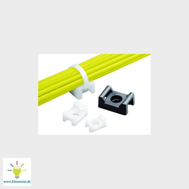 Sokkel, skruemont. 7mm skrue, 2,5mm bred k.binder pk. 100 stk, hvid