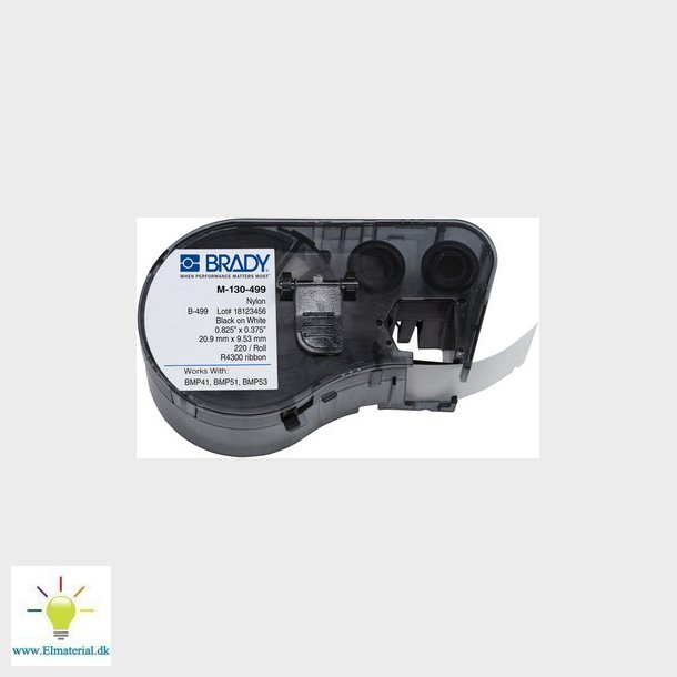 Sort p hvid Nylon Cloth, 9,53 mm x 20,96 mm 220 Label(s)/Box (BMP41, BMP51, BMP53 Printers)