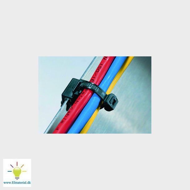 Kabelbinder med kantclips 4,6X200, sort varmebestandig